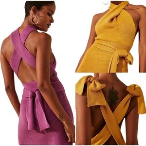 Free People Beach Convertible Low Back Ribbed Sweater Dress Size L